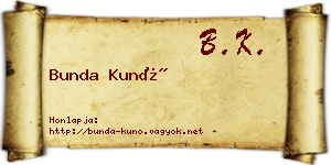 Bunda Kunó névjegykártya